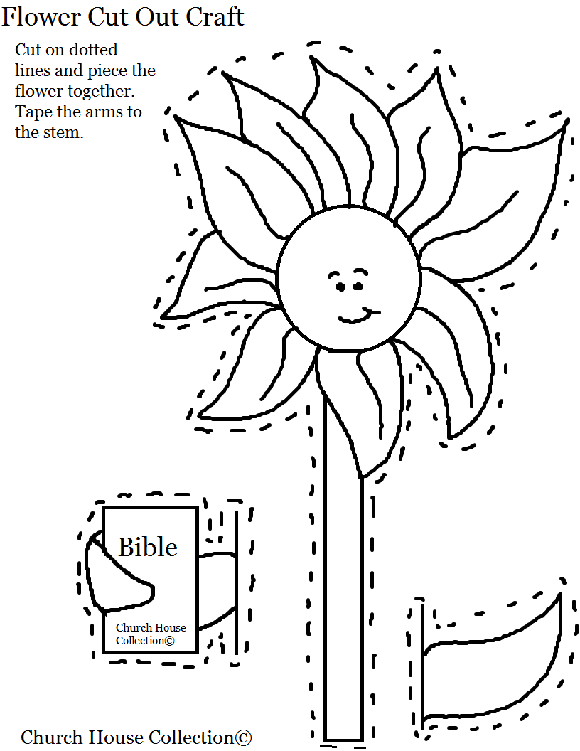 Flower Holding Bible Cutout Craft For Church Kids